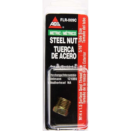 Ags Steel Tube Nut, 5/16 (M14x1.5 Surface Seal), 1/card FLR-009C